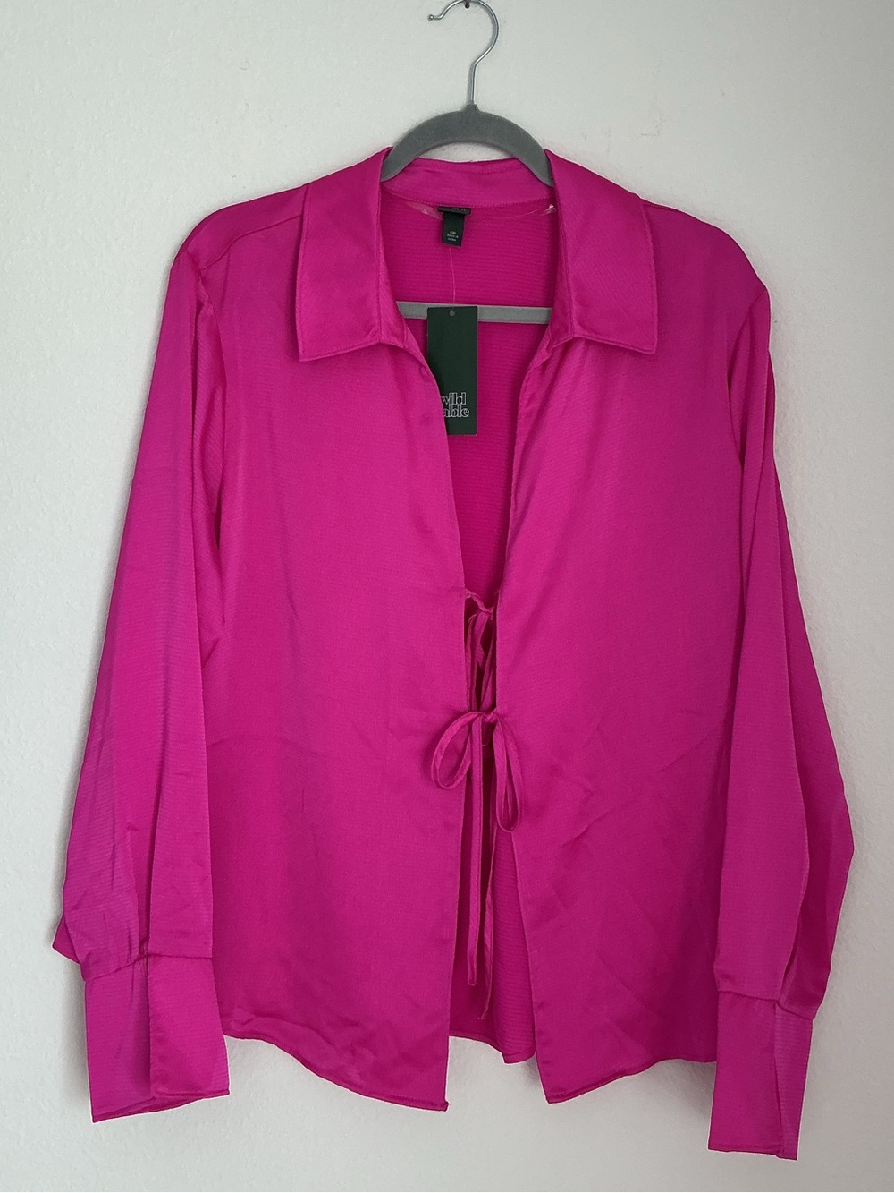 wild fable Fuchsia Tie-Front Button Down Shirt